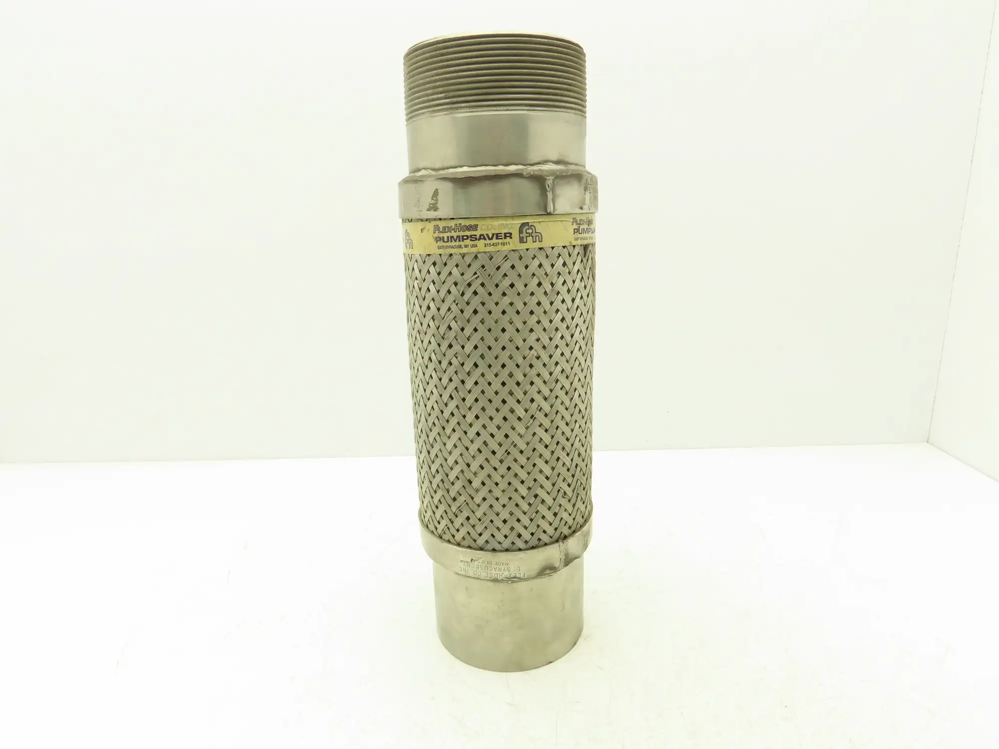 Flex-Hose Pump Saver 4"x 16" Stainless Braided Flex Connector 4"NPT x 4" Socket