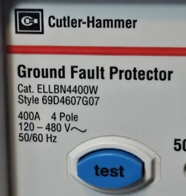 Cutler Hammer ELLBN4400W 4Pole Ground Fault Protector (BIN453)