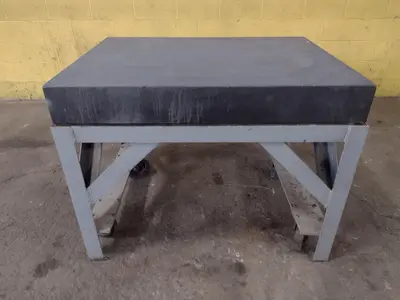 36" X 48" x 6.25" BLACK GRANITE PLATE WORK TABLE ON WHEELS: STOCK #17862