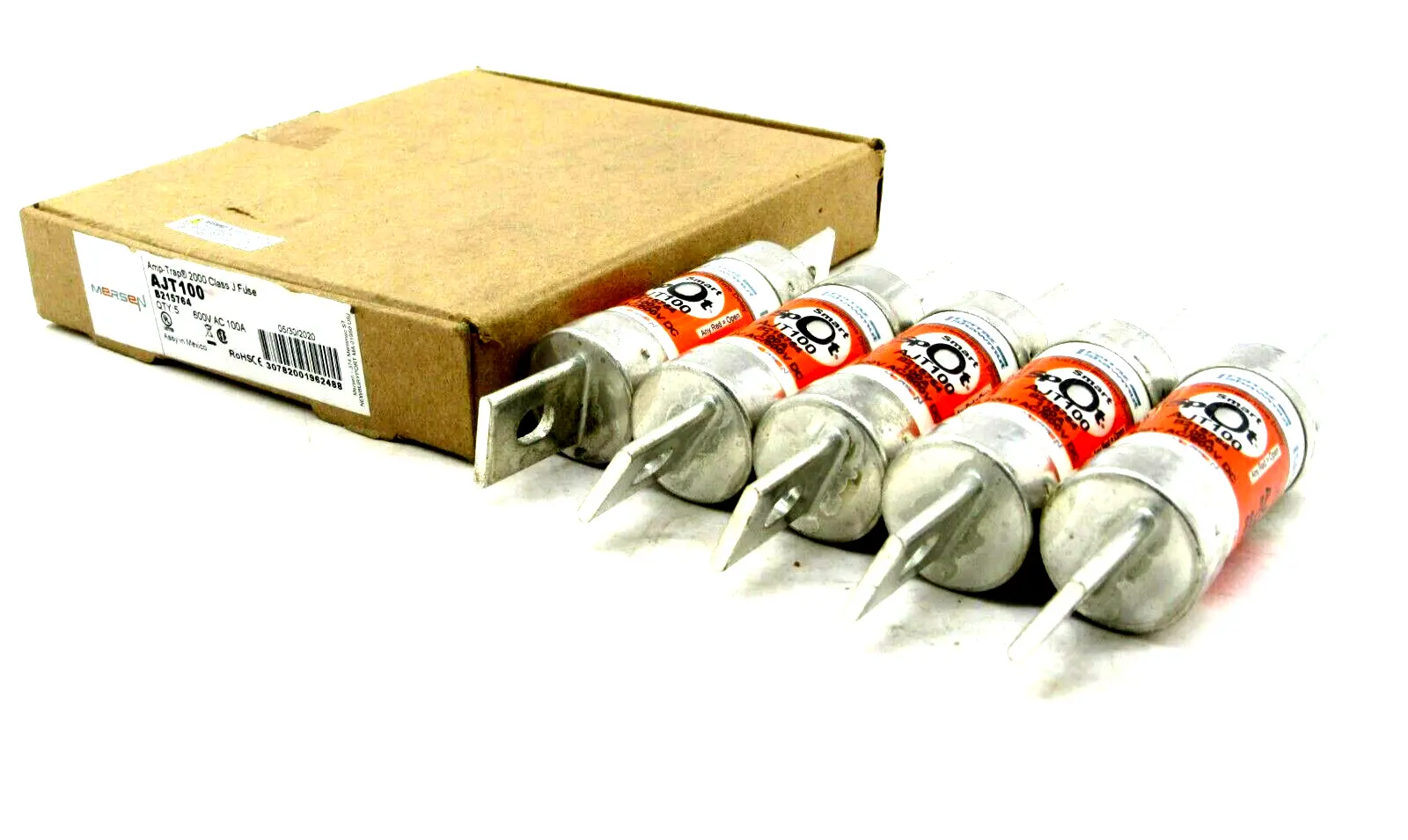 NEW LOT OF 5 FERRAZ SHAWMUT MERSEN AJT100 CLASS J FUSE 600V 100A