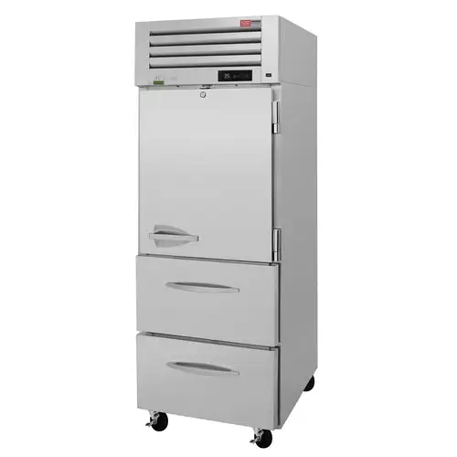 Turbo Air PRO-26R-D2-N 28 3/4" One Section Reach In Refrigerator - (1) Right Hinge Solid Door & (2) Drawers, 115v