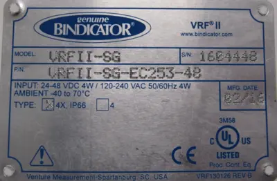 NEW BINDICATOR VRFII-SG-EC-253-48 LEVEL SWITCH VRFIISGEC25348 VRFII-SG