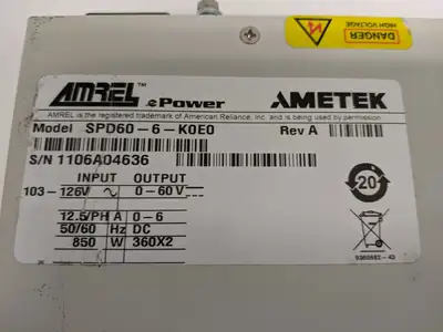 Used Amrel SPD60-6-K0E0 Single Output Power Supplies Michigan US | Maverick Industrial Sales #1410659