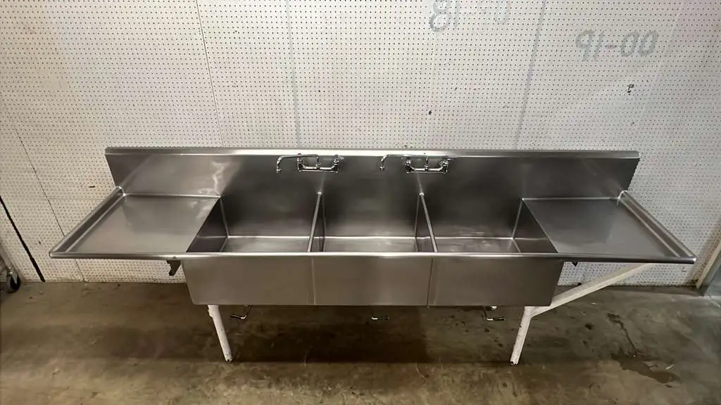 Used Falcon Restaurant Supply, Inc. Used 120" Stainless 3 Compartment Sink with Twist Drains and Faucets - RL Sinks Illinois US | Falcon Restaurant Supply #1373523