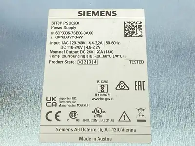 USED SIEMENS SITOP PSU6200 STABILIZED POWER SUPPLY 24V/ 10A