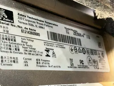 Used ZEBRA TECHNOLOGIES ZE5004 Label Printers Ohio US | HGR 24 #1505789