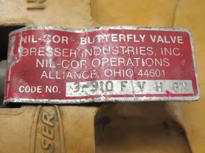 Dresser Nil-Cor 3-310-F-V-H-GN 3" Wafer Style Butterfly Valve W/O Handle