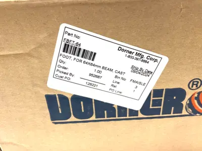 USED DORNER CAST ALUMINUM FOOT FOR SUPPORT BEAM 64X64MM