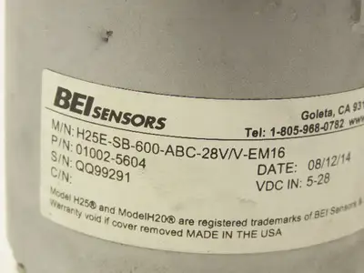 BEI Sensors H25E-SB-600-ABC-28V/V-EM16 Industrial Rotary Encoder 3/8" Shaft