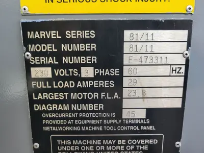 Used 2003 MARVEL 81-11 Vertical Band Saws Illinois US | Aucto #1421912