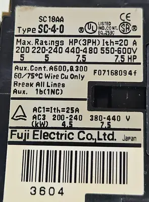 Used FUJI ELECTRIC MAGNW PLC Contactors South Carolina US | Palmetto Automation #1159148
