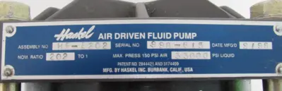 REFURBISHED HASKEL HF-B202 AIR DRIVEN PUMP HFB202