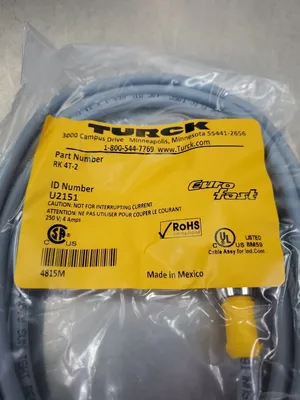 TURCK RK 4T-2 (U2151) 250V 4A PLC Cable. 5D-16