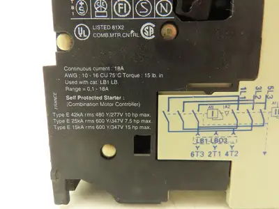 Telemecanique LD5 LB130 LB1 LB03P10 Combination Motor Starter 18A/4-6A