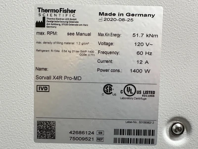 USED Thermo Scientific Sorvall X4R Pro-MD