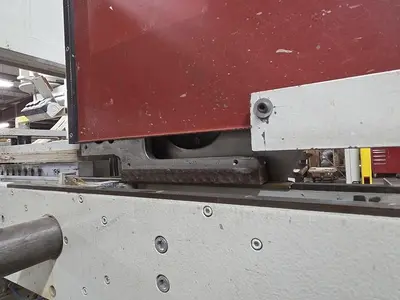 KOCH SBD-B DOUBLE-END FEED-THROUGH TRIM, BORE, GLUE, & DOWEL MACHINE