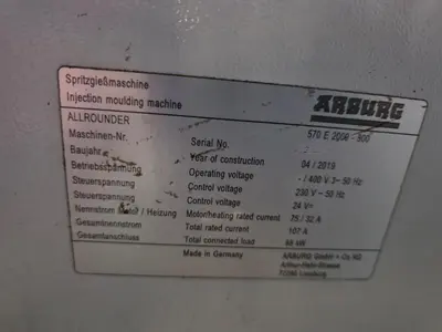 Used 2019 ARBURG  ALLROUNDER 570- E - 2000-800 Injection Molding Machines Florida US | ESCOBAR TRADING, INC. #1310812