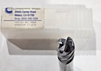 California Tool Variator Carbide Square End Mill 4FL 1/2" x 1" x 3" .095R
