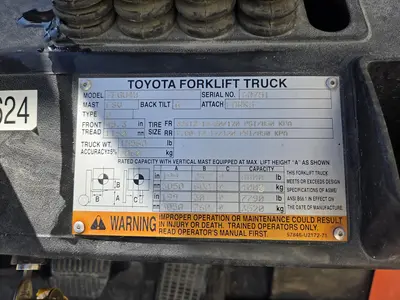 Used _UNKNOWN_ 7FGU46 Internal Combustion Forklifts: Pneumatic Tire West Virginia US | Cooper Industries #1409596