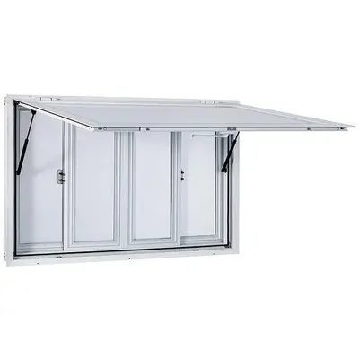 60 x 36" Concession Window  with 4 Horizontal Sliding Screen Windows & Awning Door & Drag Hook, Serving Window for Food Trucks Concession Trailers