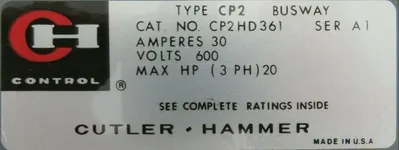 NEW CUTLER HAMMER CP2HD361 SAFETYBUS PLUG-IN UNIT