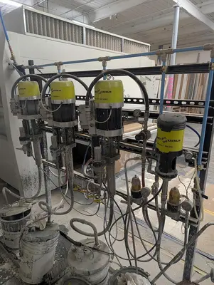 STANZA SIMPLE SPRAY 1300, 51" FEED-THROUGH FLAT-LINE 4-GUN FINISH SPRAY MACHINE