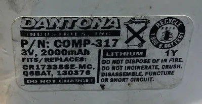 Dantona COMP-317 replacement Battery 3V 2000mAh 4H