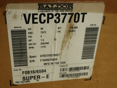 Used BALDOR VECP3770T A.C. Motors Ohio US | Aucto #1427216