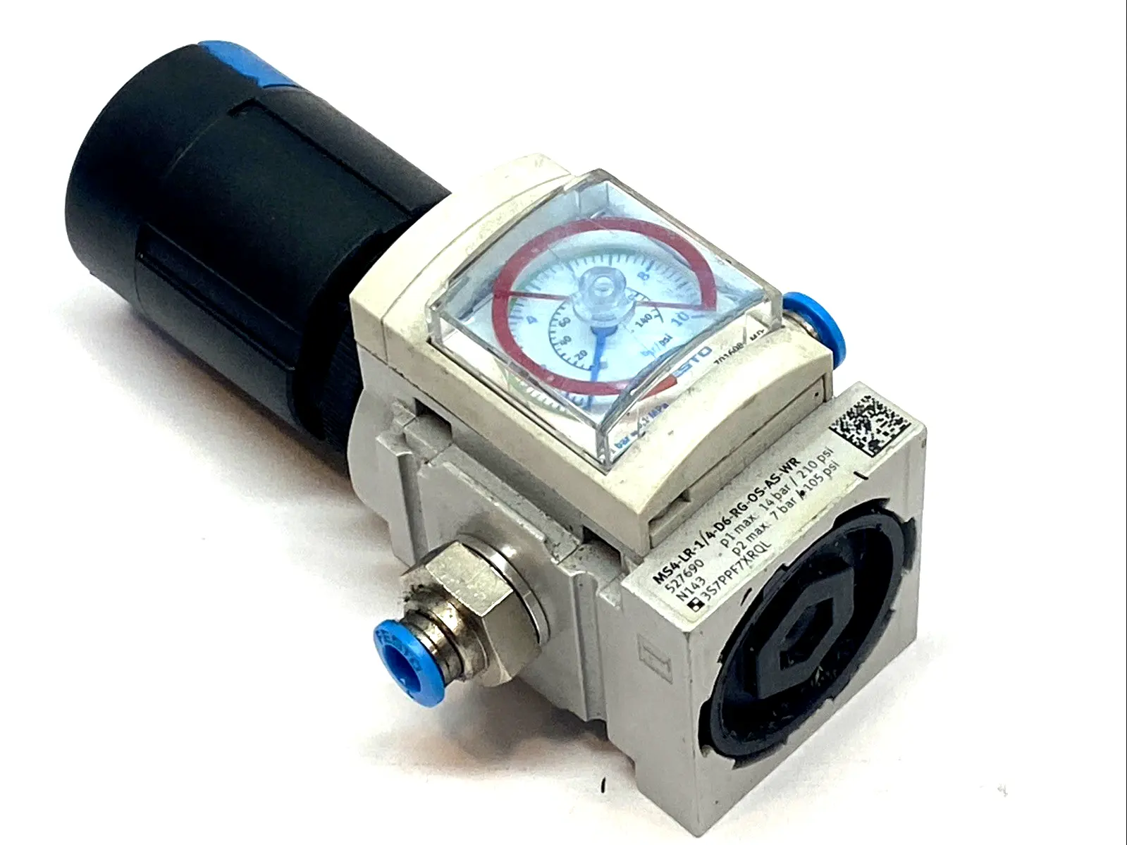 Festo MS4‑LR 1/4‑D6‑RG‑AS‑WR Pneumatic Pressure Regulator 527690 - Used
