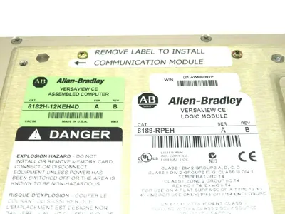 USED ALLEN BRADLEY VERSAVIEW CE 1250H LOGIC MODULE 6189-RPEH 6182H-12KEH4D