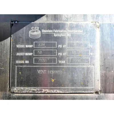 Used SFI 6 Cu/Ft Stainless Steel Enclosed Venting Hopper