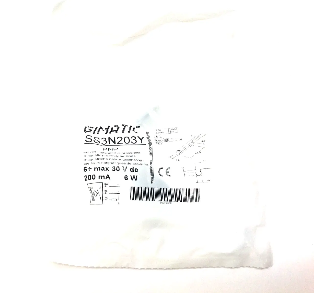 NEW GIMATIC C-SLOT MAGNETIC PROXIMITY SWITCH SENSOR PNP 200 MA 6W