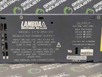 Lambda LFS-45A-24 Regulated Power Supply 24VDC 20/15/10A Output Used