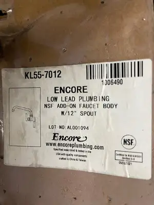 New | in-Stock Encore New Encore KL55-7012 Add-On Pre-Rinse Faucet, Plated Chrome, 12" Swing Spout Faucets / Sprayers Illinois US | Falcon Restaurant Supply #1375842