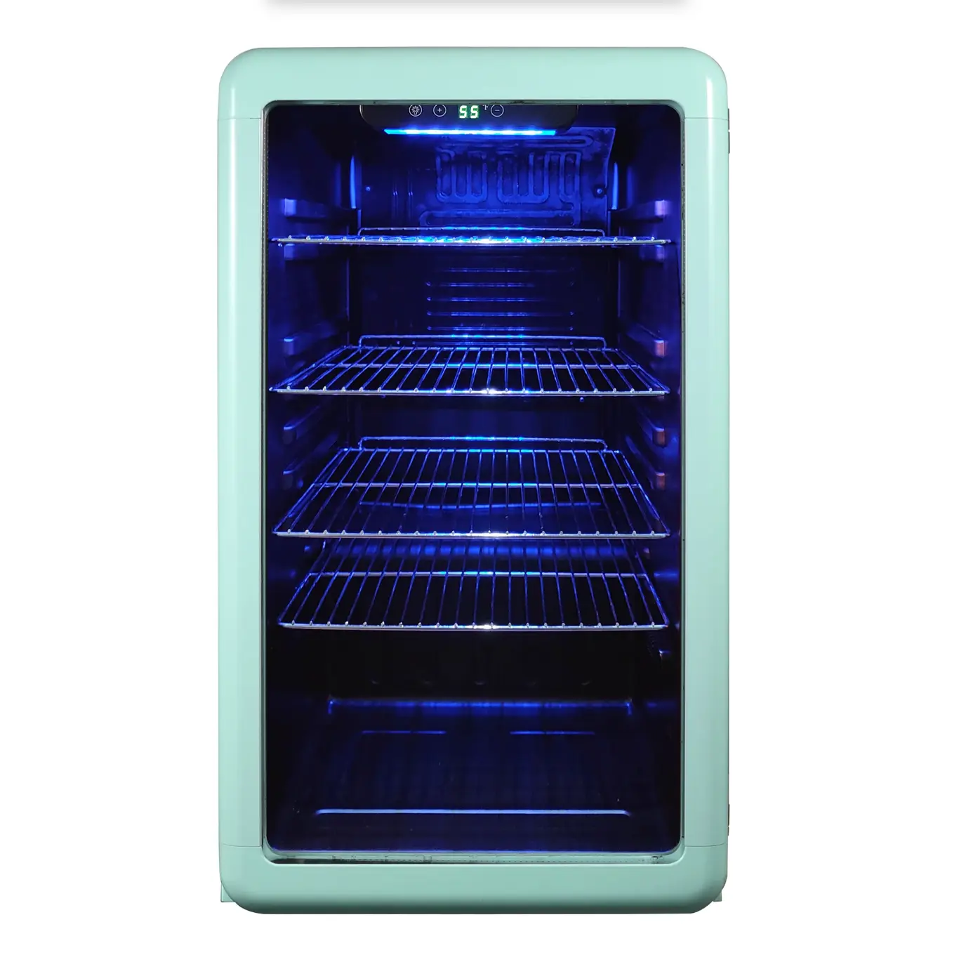 Magic Chef 3.4 CU. FT. RETRO BEVERAGE COOLER IN MINT GREEN