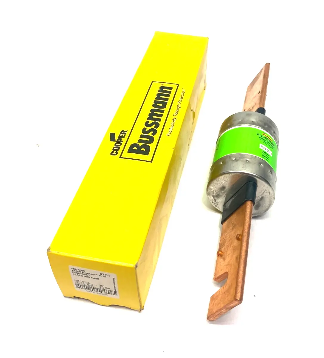 USED EATON BUSSMANN FUSETRON CLASS RK5 BLADE FUSE, TIME-DELAY, DUAL-ELEMENT