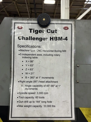 Used 2007 CHALLENGER HBM-4 Horizontal Table Type Boring Mills Illinois US | Revelation Machinery #1371335