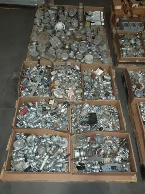 5 PALLETS OF ASSORTED CONDUIT AND CONDUIT FITTINGS, EATON, CROUS HINDS, SQUARE D