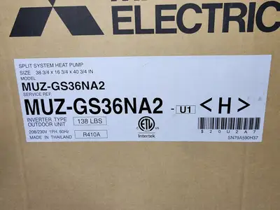 New | in-Stock MITSUBISHI ELECTRIC MUZ-GS36NA2-U1 HVAC Parts and Equipment British Columbia CA | Lenmark #477529