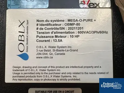 USED OBLX OBLX Mega-O-Pure RO System, Model OBMP-80
