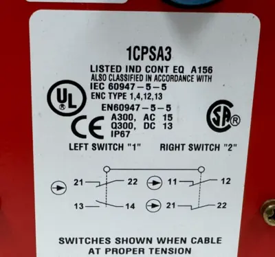 NEW HONEYWELL 1CPSA3 CABLE PULL SWITCH