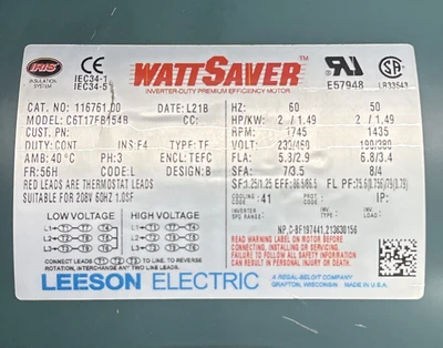 New | in-Stock LEESON 116761.00 Motors (misc) Indiana US | J&J Industrial Supply #1540953
