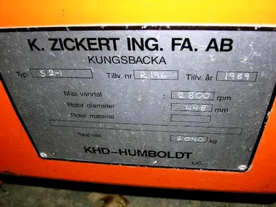 Humboldt S 2-1 decanter centrifuge, CS.