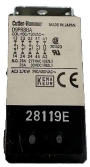 Eaton D9PR8BA General Purpose Relay, 120V Coil, 4PST-NO [New]
