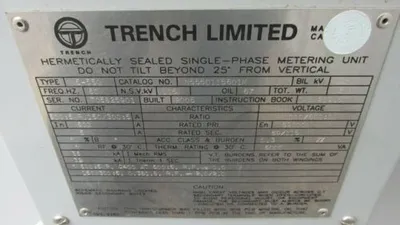 Trench Limited 1 Phase Metering Unit N5550115601M Type N5-550 69000 En Volt New