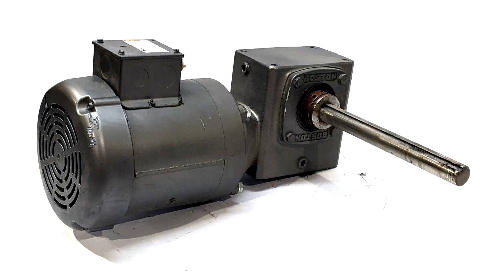 110047.00,HF72150KB5HP16 | Leeson 110047.00 Electric Motor w/ Boston Gear HF721-50K-B5-HP-16 Speed Reducer - Used