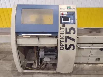 6" HIGH X 14" WIDE DIMTER  OPTICUT MODEL #S75 CROSS-CUT AUTOMATIC WOOD SAW, NEW 2003: STOCK #22923