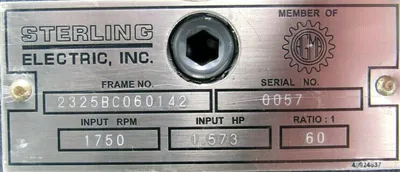 NEW STERLING ELECTRIC 2325BC060142 GEAR REDUCER 60:1