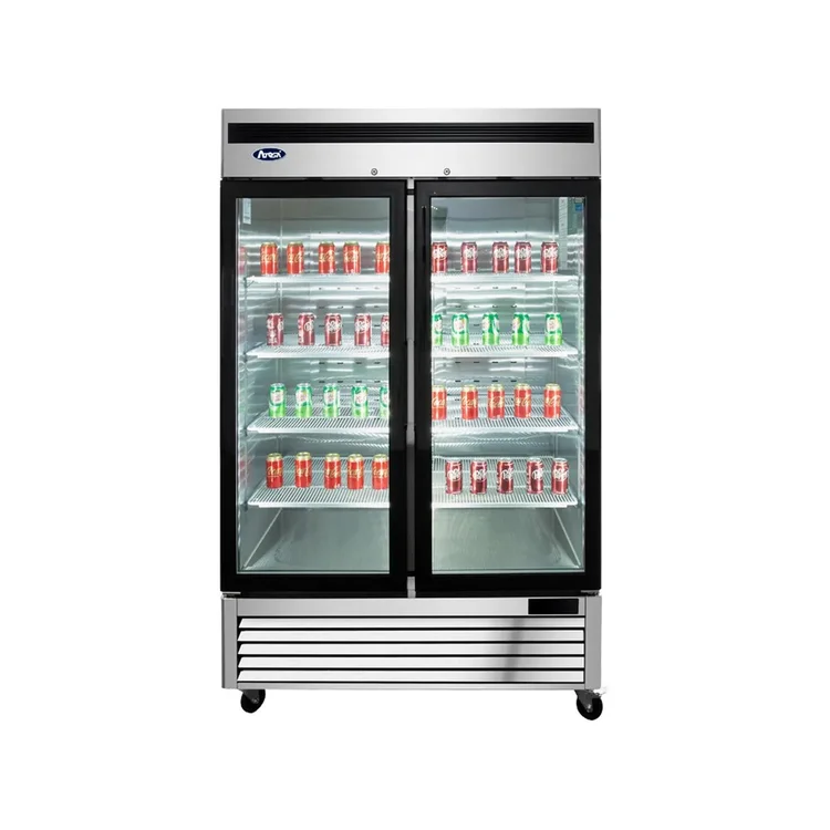 New | in-Stock Atosa New Atosa MCF8707GR Bottom Mount (2) Glass Door Merchandiser Refrigerator Display Refrigerators Illinois US | Falcon Restaurant Supply #1375455