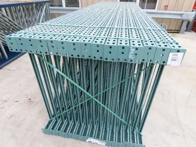 Interlake 14' x 48" Teardrop Pallet Racking Upright 3x3" Leg 23900Lb Green